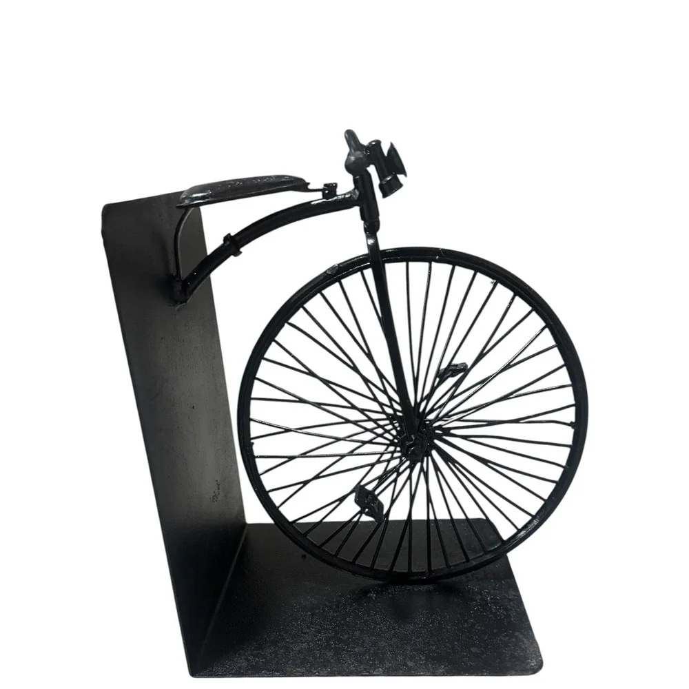 Vintage Penny Farthing Bicycle Metal Bookend High Wheel Bike Decor Black Metal